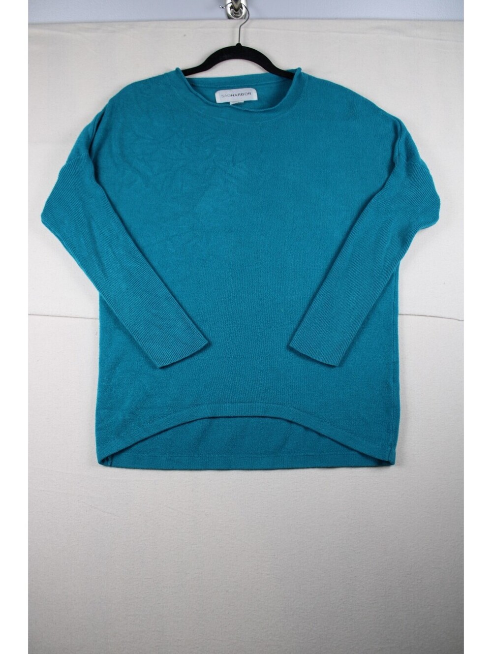 Vintage Sag Harbor Teal Drop Shoulder Slouchy Sweater - Petite M
